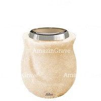 Base for grave lamp Gondola 10cm - 4in In Travertino marble, with steel ferrule