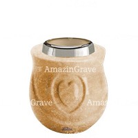 Base for grave lamp Cuore 10cm - 4in In Travertino marble, with steel ferrule