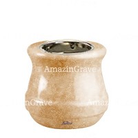 Base for grave lamp Calyx 10cm - 4in In Travertino marble, with recessed nickel plated ferrule