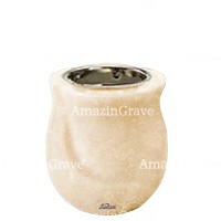 Base for grave lamp Gondola 10cm - 4in In Travertino marble, with recessed nickel plated ferrule
