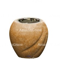 Base pour lampe funéraire Soave 10cm En marbre Travertino, avec griffe nickel à encastré