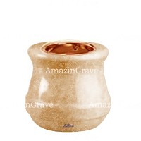Base for grave lamp Calyx 10cm - 4in In Travertino marble, with recessed copper ferrule