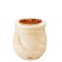 Base for grave lamp Gondola 10cm - 4in In Travertino marble, with recessed copper ferrule