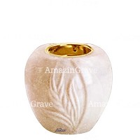 Base pour lampe funéraire Spiga 10cm En marbre Travertino, avec griffe doré à encastré