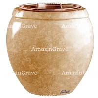 Flowers pot Amphòra 19cm - 7,5in In Travertino marble, copper inner