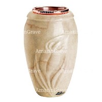 Flower vase Calla 20cm - 8in In Botticino marble, copper inner