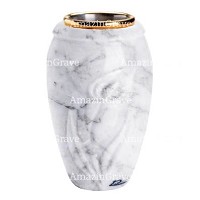 Flower vase Calla 20cm - 8in In Carrara marble, golden steel inner