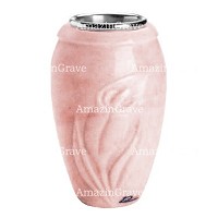 Flower vase Calla 20cm - 8in In Pink Portugal marble, steel inner