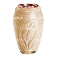 Flower vase Calla 20cm - 8in In Travertino marble, copper inner