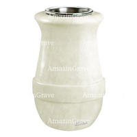Flower vase Calyx 20cm - 8in In Pure white marble, steel inner