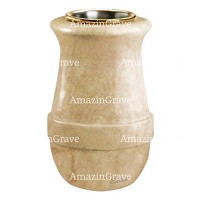 Flower vase Calyx 20cm - 8in In Botticino marble, golden steel inner