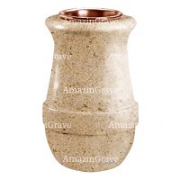 Flower vase Calyx 20cm - 8in In Calizia marble, copper inner