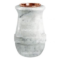 Vase à fleurs Calyx 20cm En marbre Carrara, intérieur cuivre