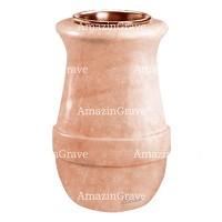 Flower vase Calyx 20cm - 8in In Pink Portugal marble, copper inner