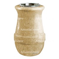 Flower vase Calyx 20cm - 8in In Trani marble, steel inner