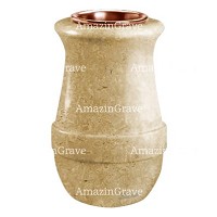 Vase à fleurs Calyx 20cm En marbre Trani, intérieur cuivre