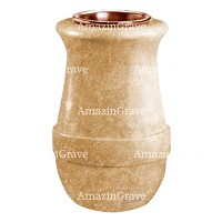 Vase à fleurs Calyx 20cm En marbre Travertino, intérieur cuivre