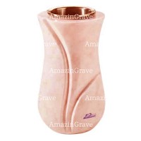 Vase à fleurs Charme 20cm En marbre Rosa Bellissimo, intérieur cuivre