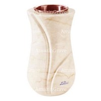 Vase à fleurs Charme 20cm En marbre Botticino, intérieur cuivre