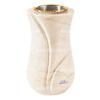 Flower vase Charme 20cm - 8in In Botticino marble, golden steel inner