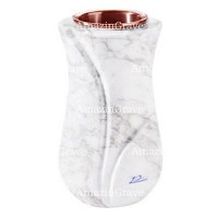 Vase à fleurs Charme 20cm En marbre Carrara, intérieur cuivre