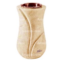 Vase à fleurs Charme 20cm En marbre Travertino, intérieur cuivre