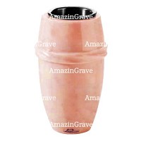 Vase à fleurs Chordé 20cm En marbre Rosa Bellissimo, intérieur en plastique