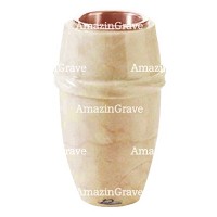 Vase à fleurs Chordé 20cm En marbre Botticino, intérieur cuivre