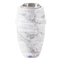 Vaso portafiori Chordé 20cm In marmo di Carrara, interno in acciaio