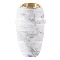 Flower vase Chordé 20cm - 8in In Carrara marble, golden steel inner