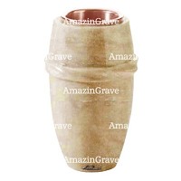 Vase à fleurs Chordé 20cm En marbre Travertino, intérieur cuivre