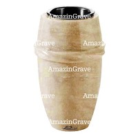 Vase à fleurs Chordé 20cm En marbre Travertino, intérieur en plastique
