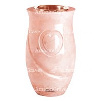Vase à fleurs Cuore 20cm En marbre Rosa Bellissimo, intérieur cuivre