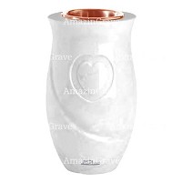 Flower vase Cuore 20cm - 8in In Pure white marble, copper inner