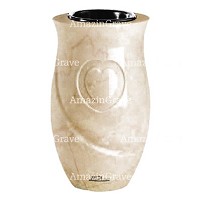 Vase à fleurs Cuore 20cm En marbre Botticino, intérieur en plastique