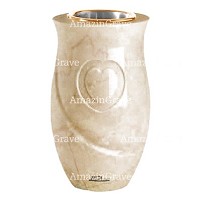 Flower vase Cuore 20cm - 8in In Botticino marble, golden steel inner