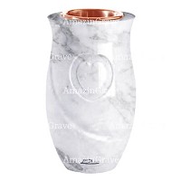 Vaso portafiori Cuore 20cm In marmo di Carrara, interno in rame