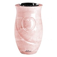 Grabvase Cuore 20cm Rosa Portugal Marmor, Kunststoff Innen