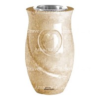 Vase à fleurs Cuore 20cm En marbre Trani, intérieur acier