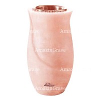 Vase à fleurs Gondola 20cm En marbre Rosa Bellissimo, intérieur cuivre