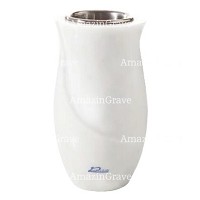 Vaso portafiori Gondola 20cm In marmo Bianco puro, interno in acciaio