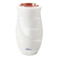 Vaso portafiori Gondola 20cm In marmo Bianco puro, interno in rame