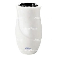 Flower vase Gondola 20cm - 8in In Pure white marble, plastic inner