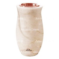 Vase à fleurs Gondola 20cm En marbre Botticino, intérieur cuivre