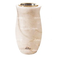 Flower vase Gondola 20cm - 8in In Botticino marble, golden steel inner