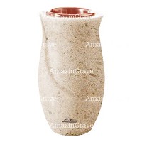 Flower vase Gondola 20cm - 8in In Calizia marble, copper inner