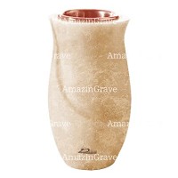 Vase à fleurs Gondola 20cm En marbre Travertino, intérieur cuivre