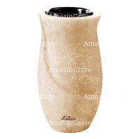 Vase à fleurs Gondola 20cm En marbre Travertino, intérieur en plastique