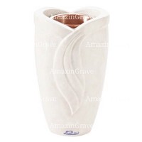 Vaso portafiori Gres 20cm In marmo Bianco puro, interno in rame