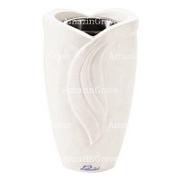 Vase à fleurs Gres 20cm En marbre Blanc pur, intérieur en plastique